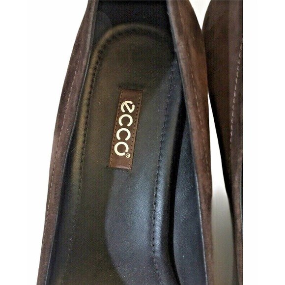 ECCO New Dehli Suede Coffee Brown Pumps Heels Flex Sole Size 40 US 9/9.5 - Picture 6 of 12